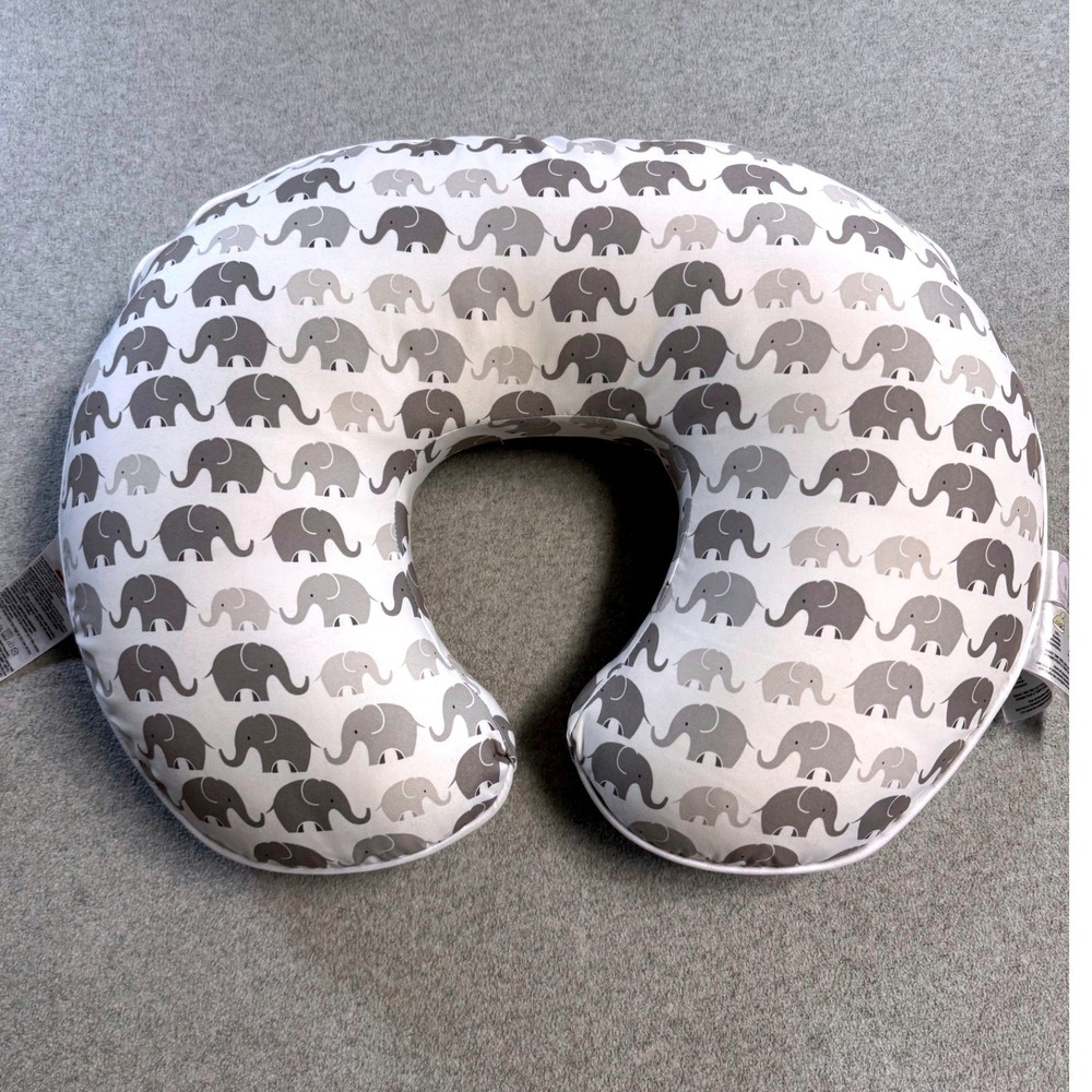 Boppy Nursing Pillow Kids One Size Grey Elephant Gingham Reversible Support